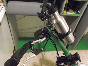 Oscar's Brompton bicycle and monkii bottle cage