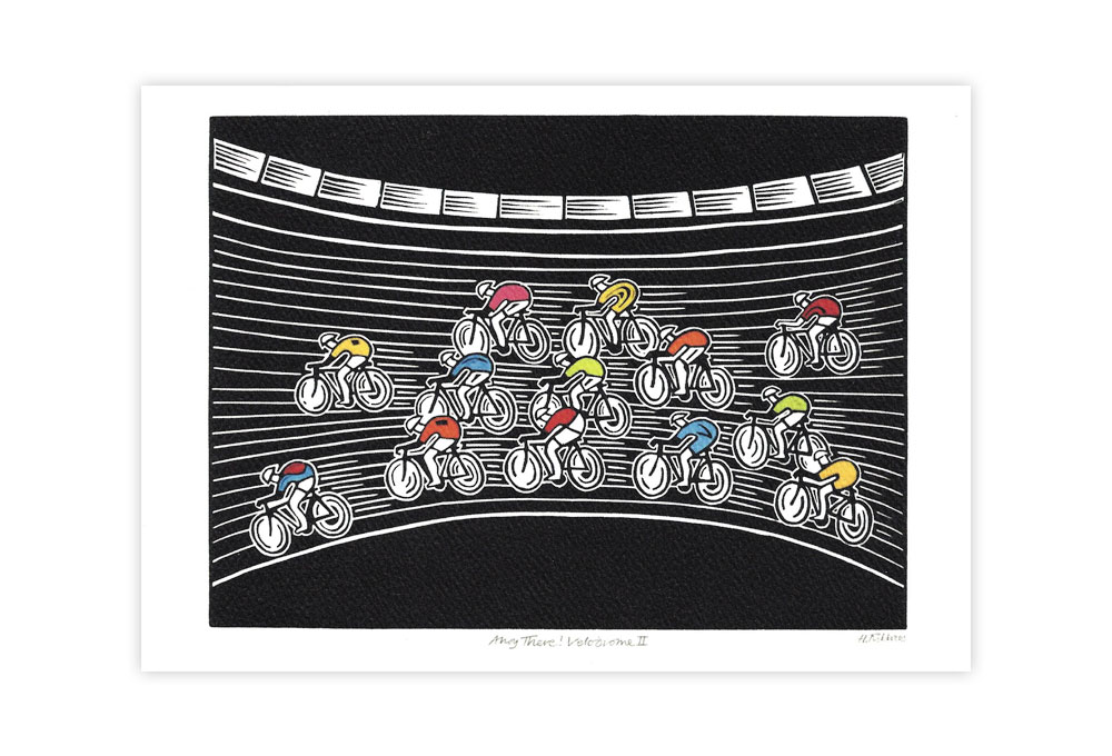 Ahoy There! Velodrome II Bicycle Greeting Card by Hugh Ribbans