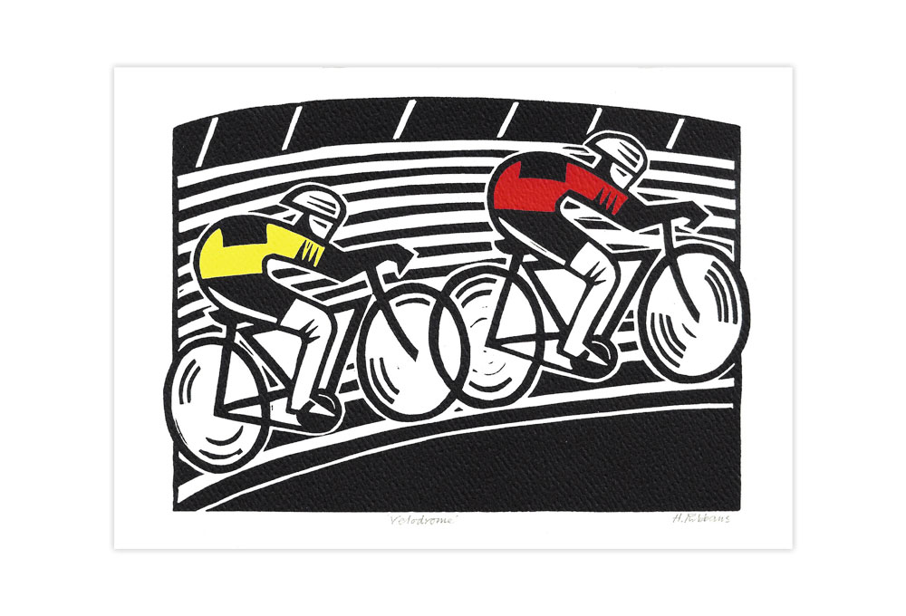 Velodrome Bicycle Greeting Card by Hugh Ribbans