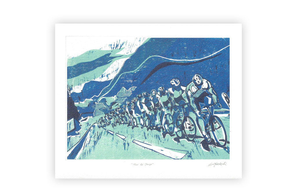 Tour de Force Bicycle Greeting Card by Lisa Takahashi