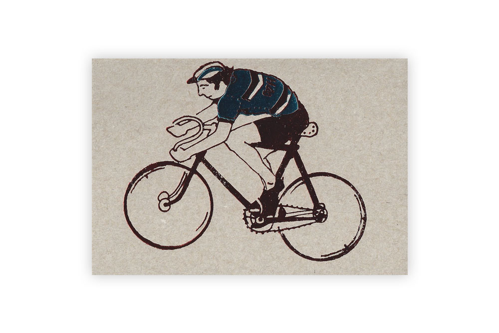 Eddy Merckx Blue and Red Bicycle Greeting Card By Kim Jenkins