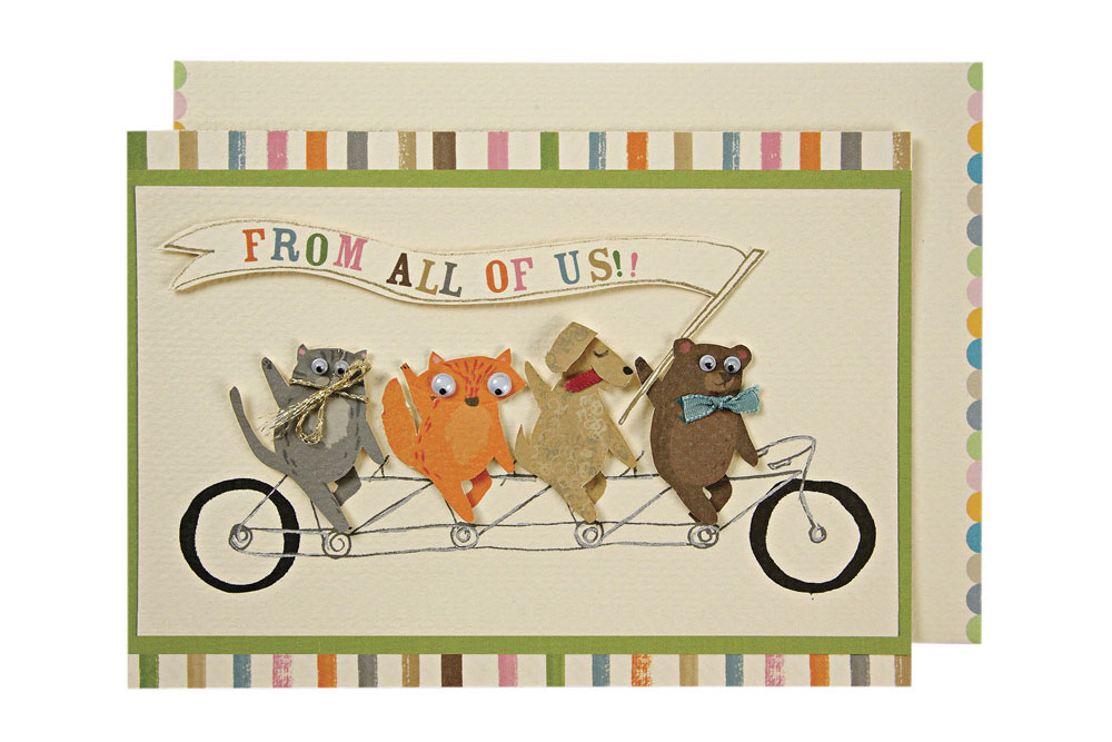 Tandem Pets – Embellished Bicycle Greeting Card