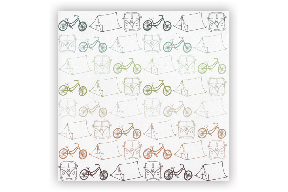 Cycle Touring Small Pattern Bicycle Greeting Card