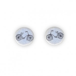 Ceramic Round Bicycle Earrings