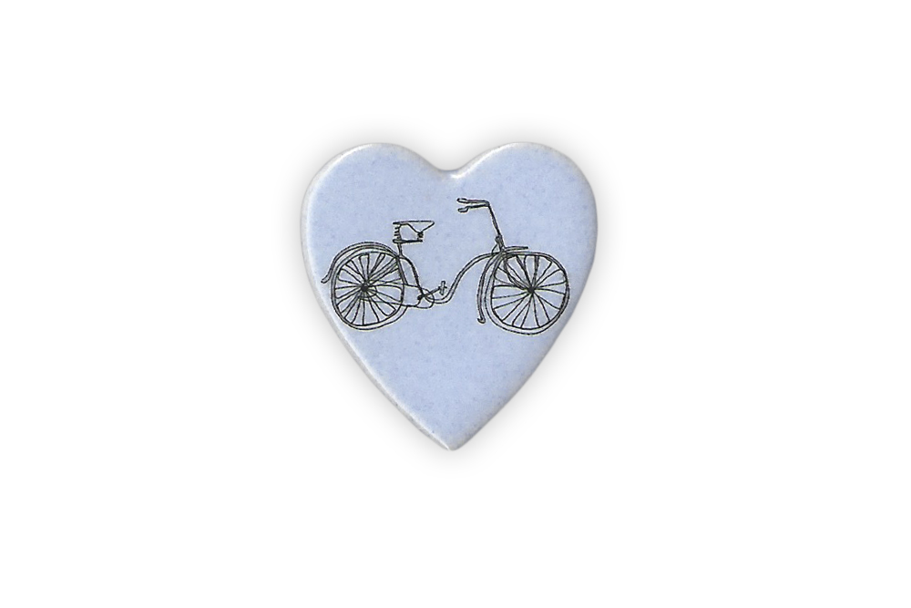 Ceramic Small Heart Bicycle Brooch