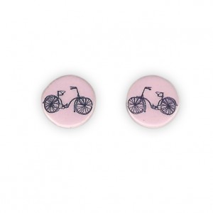 Ceramic Round Bicycle Earrings