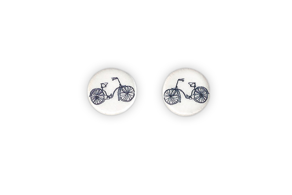 Ceramic Round Bicycle Earrings