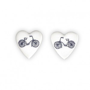 Ceramic Heart Bicycle Earrings