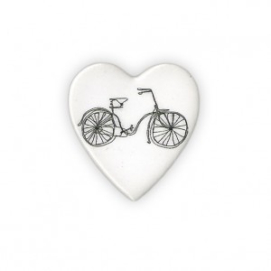 Ceramic Small Heart Bicycle Brooch