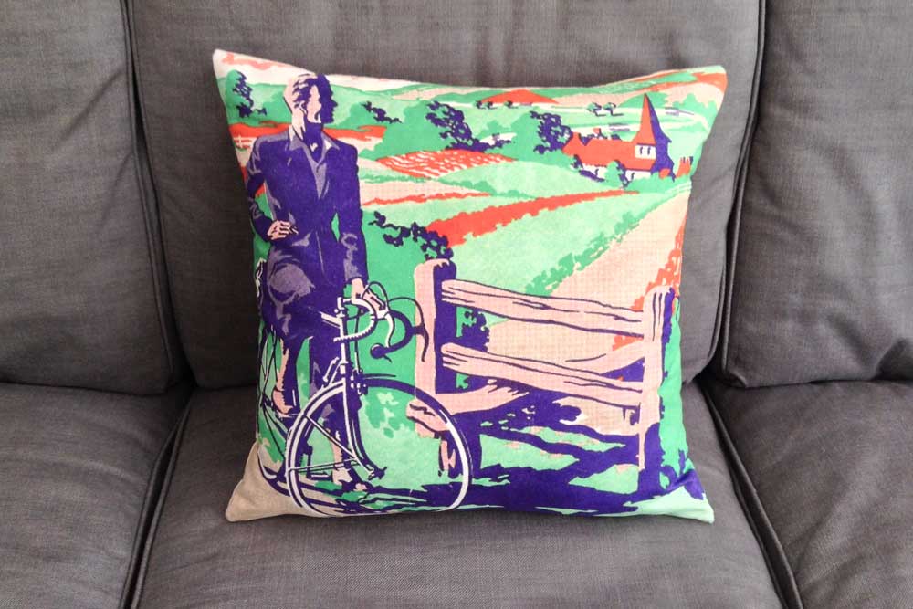 CycleMiles Vintage Blue and Green Bicycle Cushion