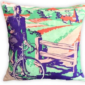 CycleMiles Vintage Blue and Green Bicycle Cushion