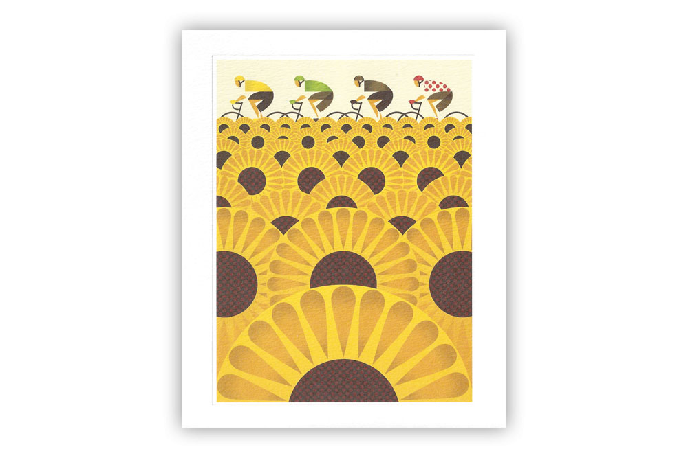 Les Tournesols Bicycle Greeting Card by Eleanor Grosch