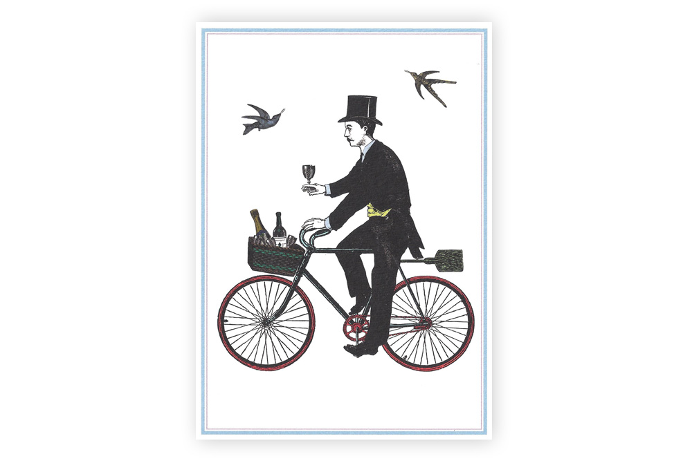 Champagne Cyclist Bicycle Greeting Card