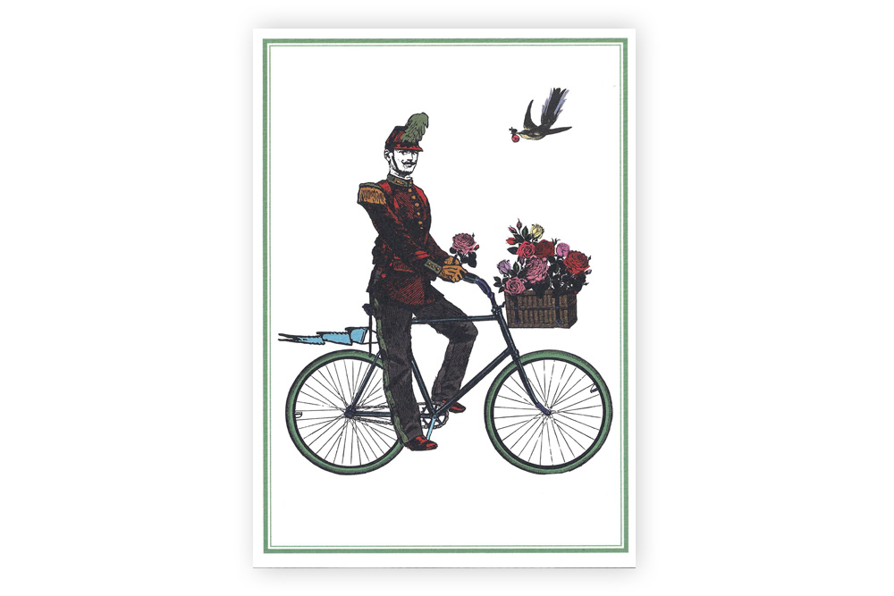 Flower Cyclist Bicycle Greeting Card