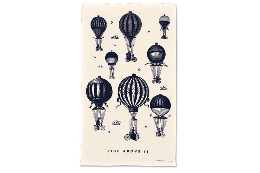 Chase and Wonder They Ride Above It Bicycle Tea Towel