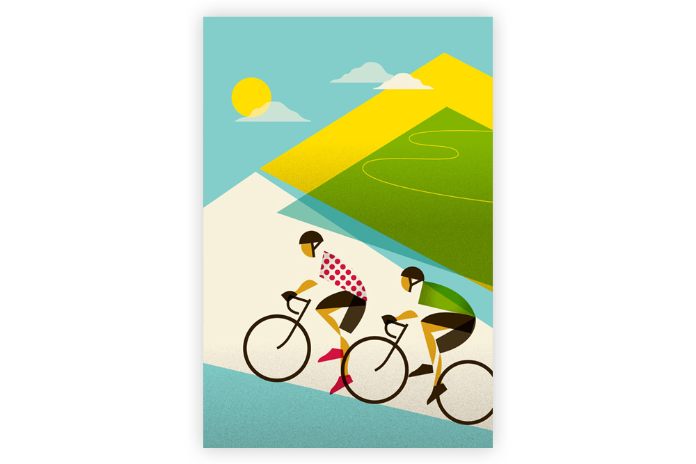 Le Tour – Alpe D’Huez Cycling Print by Eleanor Grosch