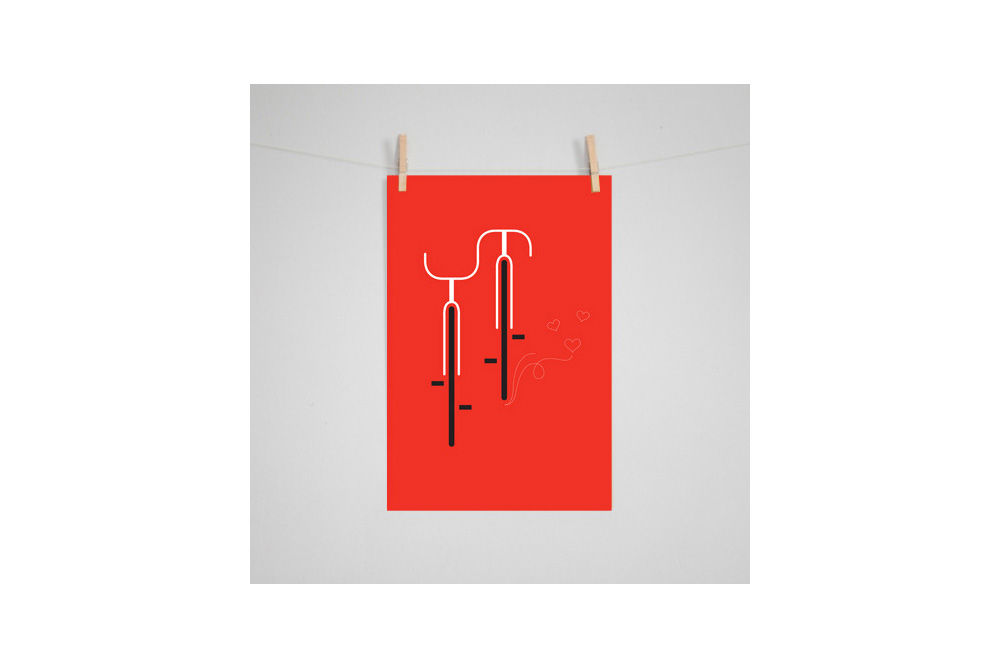 Bicycles in Love Cycling Print by Eleanor Grosch