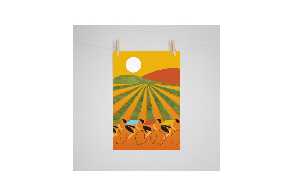 Cycling in Wine Country Cycling Print by Eleanor Grosch