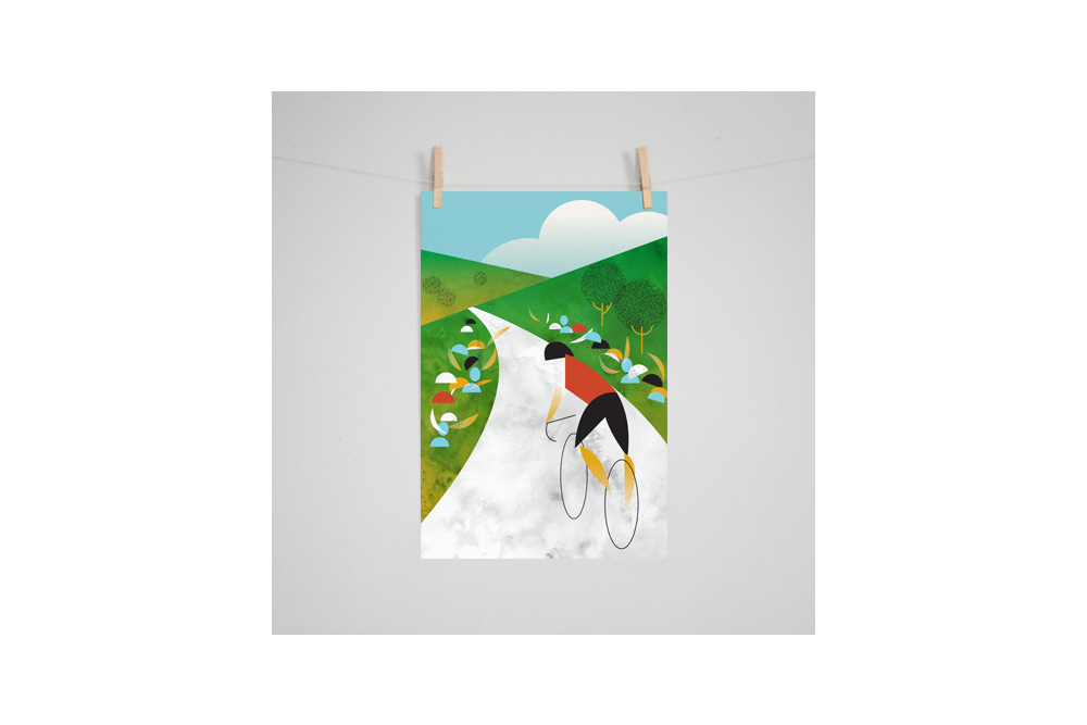 Hill Climb Cycling Print by Eleanor Grosch