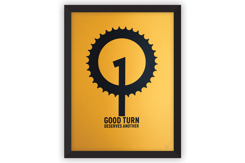 One Good Turn Cycling Print by Rebecca J Kaye