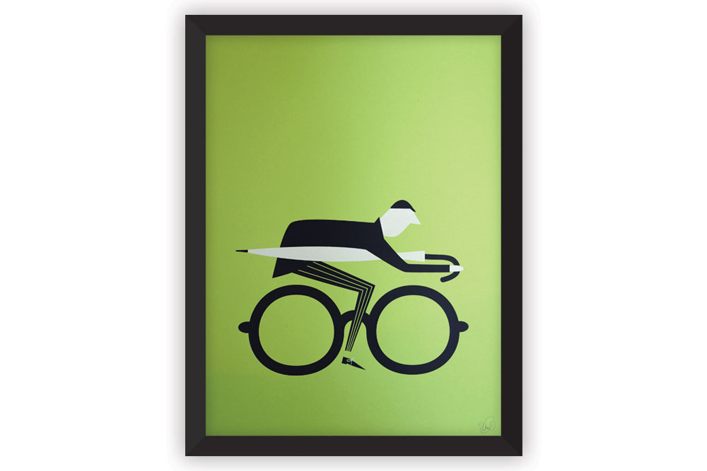 The Commuter Cycling Print by Rebecca J Kaye