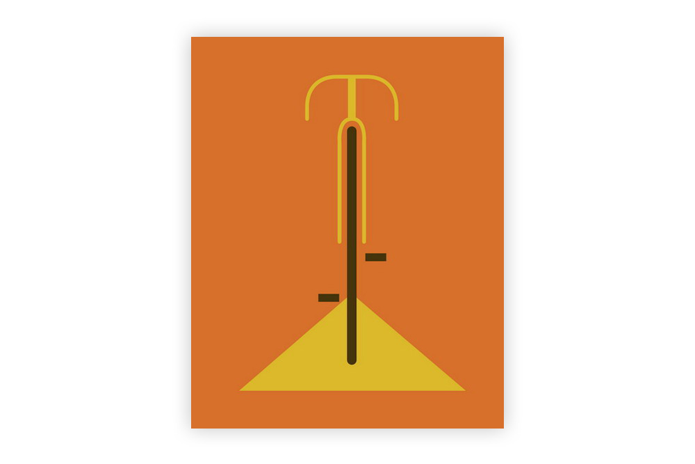 Simple Orange Bicycle Cycling Print by Eleanor Grosch