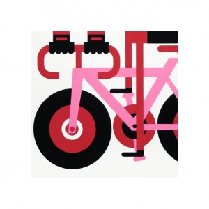 Pink Cyclist Cycling Print by Mick Marston