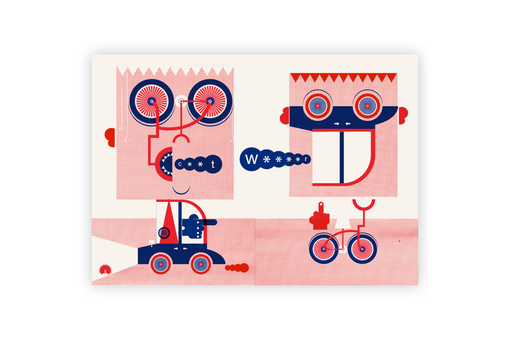 Road Rage Cycling Print by Mick Marston