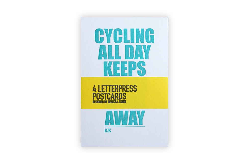 4 Letterpress Cycling Postcards – Rebecca J Kaye
