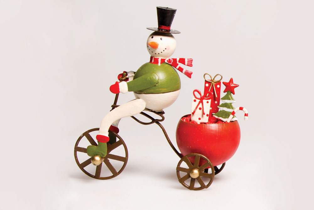 Christmas Bicycle Decoration – Snowman on a Bicycle