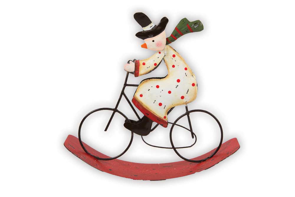 Christmas Bicycle Decoration – Rocking Snowman on a Bicycle