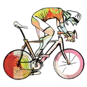 Roadies 01 Cycling Print – Simon Spilsbury