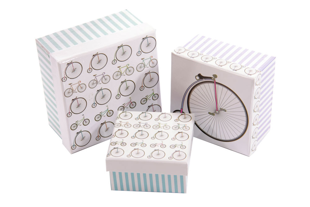 Set of 3 Square Bicycle Gift Boxes