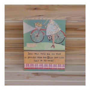 Curly Girl Shine your little light Bicycle Art Block