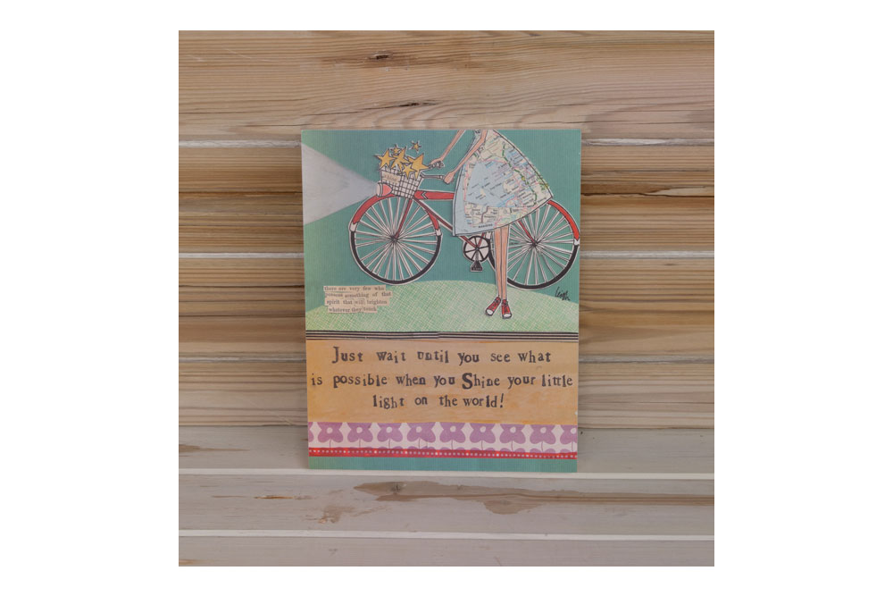 Curly Girl Shine your little light Bicycle Art Block