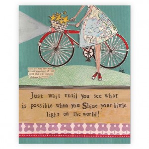 Curly Girl Shine your little light Bicycle Art Block