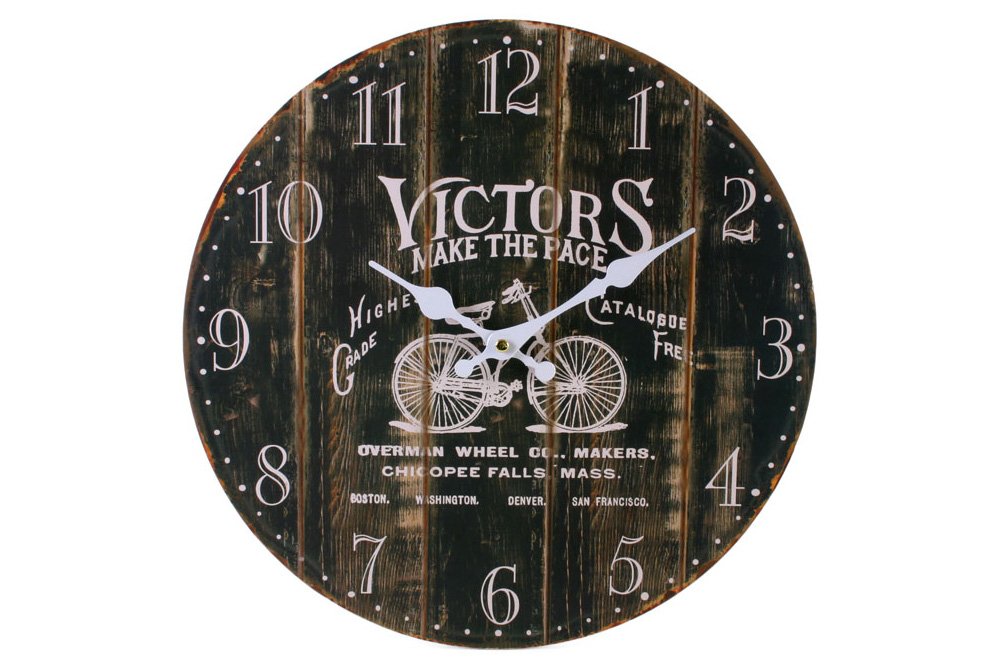 Vintage Distressed Wooden Bicycle Clock