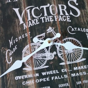 Vintage Distressed Wooden Bicycle Clock