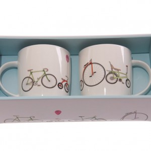 Two Bicycle Mugs Gift Set