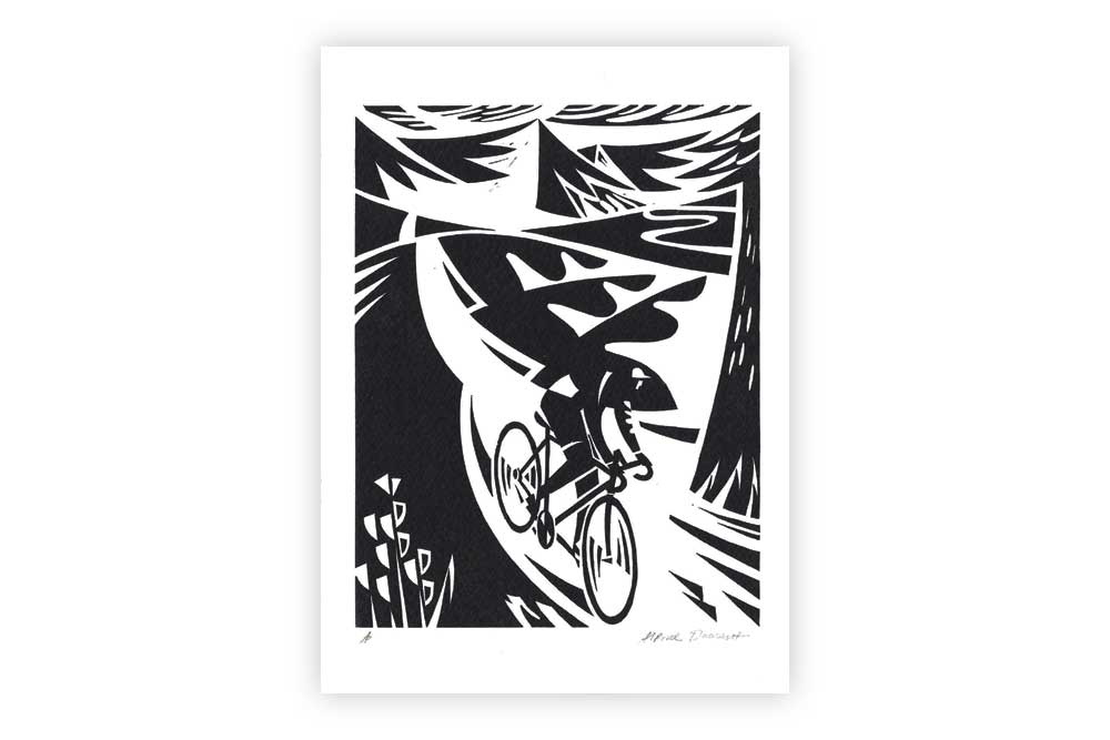Alpine Descent Bicycle Greeting Card by Andrew Pavitt