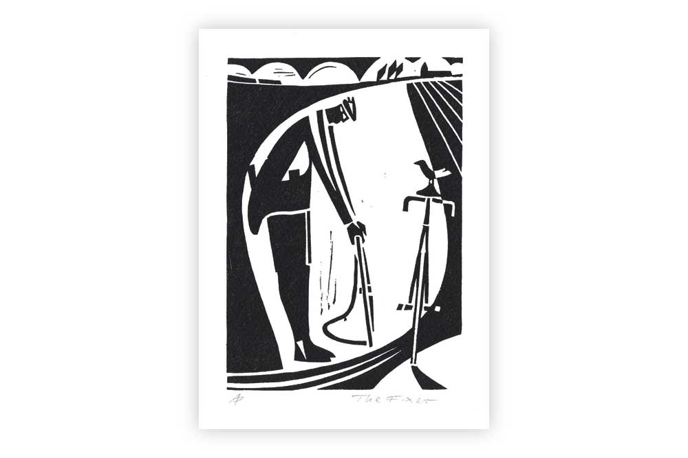 The Fixer Bicycle Greeting Card by Andrew Pavitt