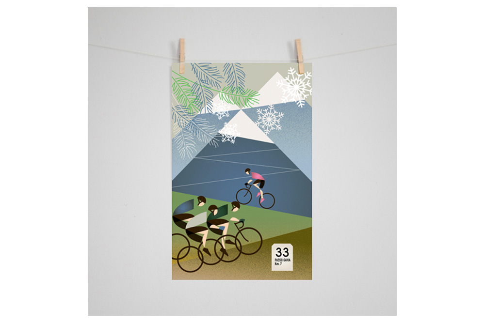 Giro D’Italia: Gavia Cycling Print by Eleanor Grosch