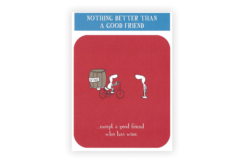 Good friend with wine Bicycle Greeting Card