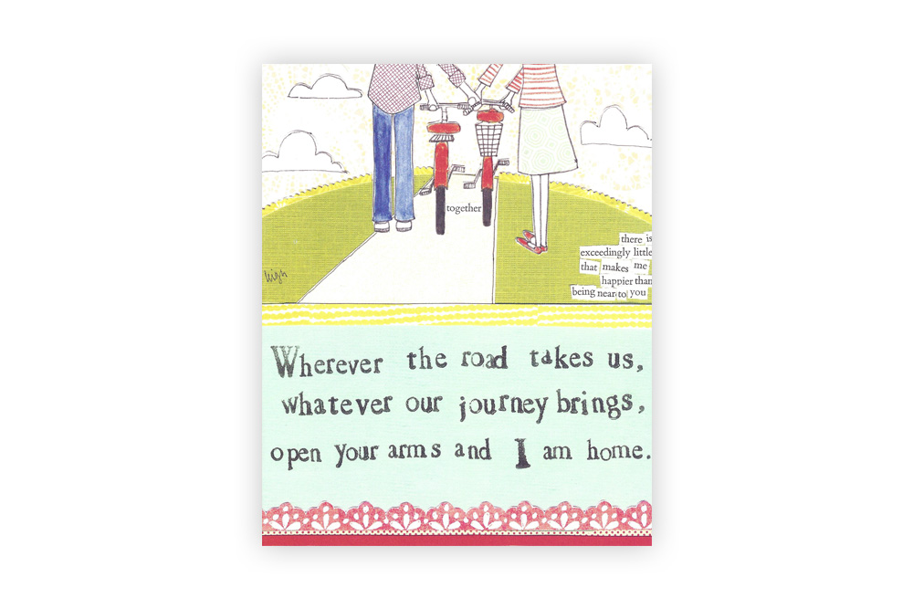 Curly Girl Bicycle Greeting Card