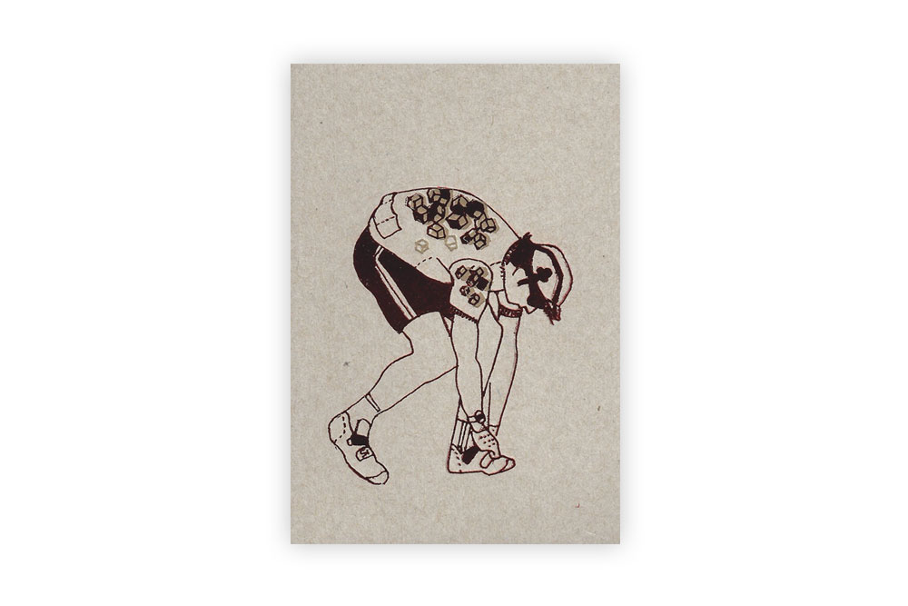 Crouching Cyclist Bicycle Greeting Card by Kim Jenkins