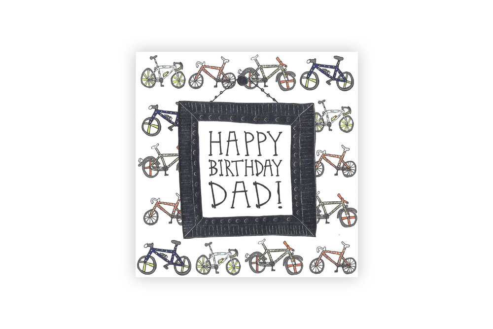 Pocket Typewriter Happy Birthday Dad Bicycle Greeting Card