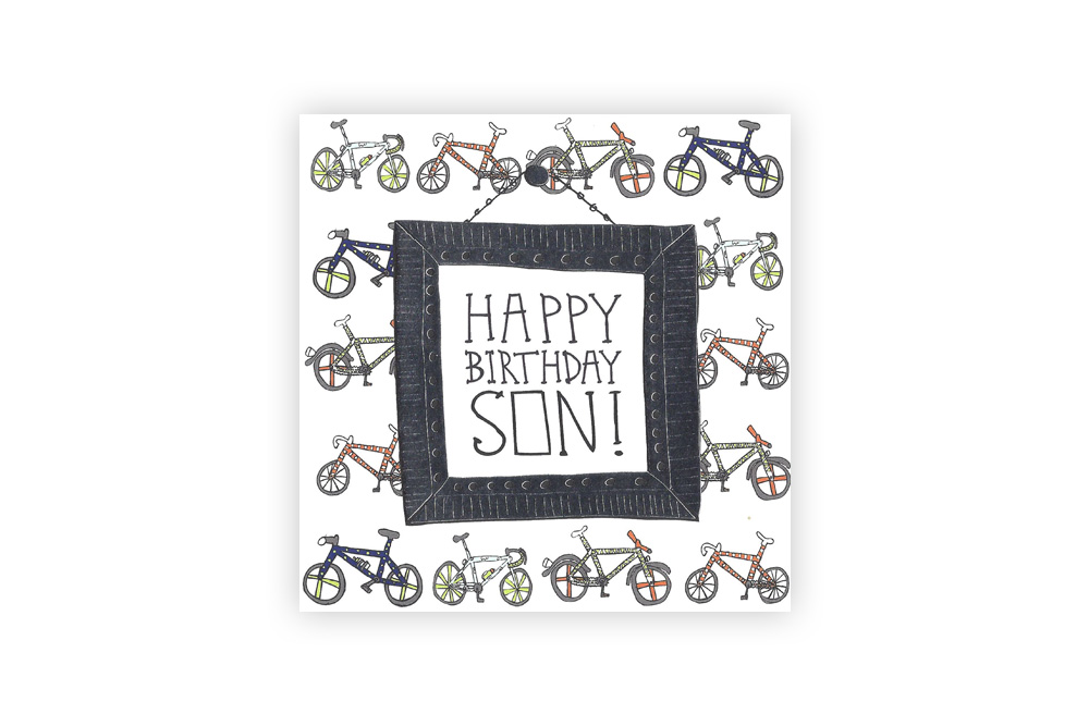 Pocket Typewriter Happy Birthday Son Bicycle Greeting Card