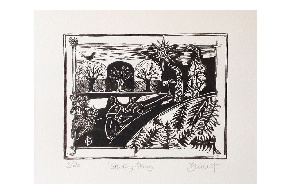 Gliding Away Cycling Print by Dave Flitcroft