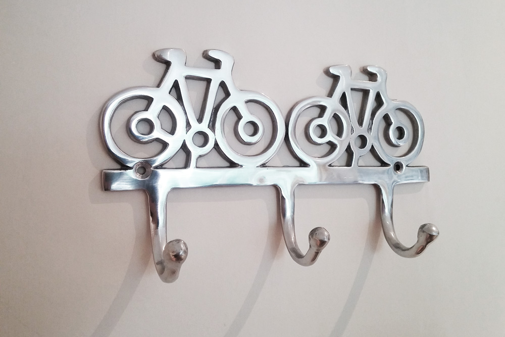 Polished Metal Bicycle Coat Hooks