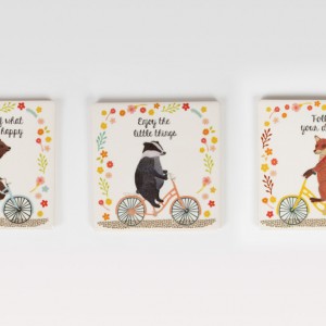 Happy Animals on Bicycles Drink Coasters